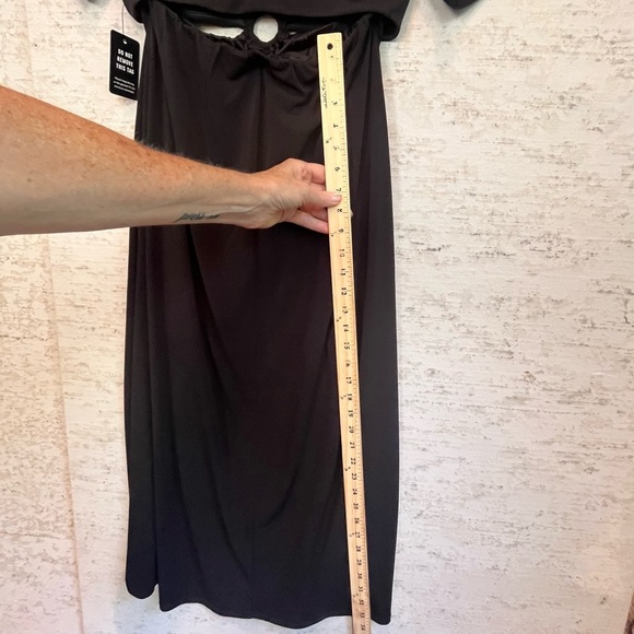 NWT Express Black 2-Piece Skirt Top Attached with O-ring Sz S Night Out V-Neck - Picture 15 of 16